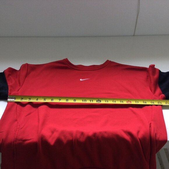 Nike Pullover Sweatshirt‎ Men Red Center Swoosh Logo Long Sleeve Ribbed Hem - Picture 5 of 6